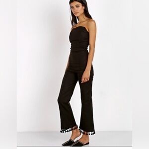 Stone Cold Fox Black Linen Strapless Jumpsuit Size 2